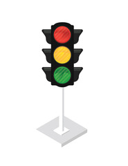 Traffic lights vector icon front view