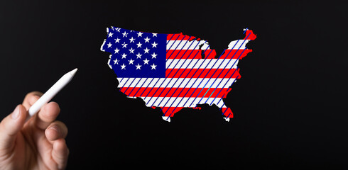 patriotic usa flag map concept digital