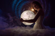 © Anton - Female magic, femininity, astrology, a girl with the moon and space in the background. Princess of the night, female art