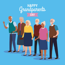 Grandmothers And Grandfathers On Happy Grandparents Day Design, Old Woman Man Female Male Person Mother Father And Grandparents Theme Vector Illustration