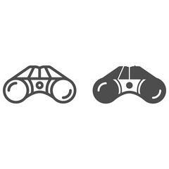 Poster - Binoculars line and solid icon, equipment for golfing concept, Binocular field glasses sign on white background, Binoculars device icon in outline style for mobile and web design. Vector graphics.