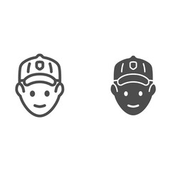 Poster - Golfer head line and solid icon, outdoor sports and recreation concept, golf player avatar sign on white background, Golfer icon in outline style for mobile concept and web design. Vector graphics.