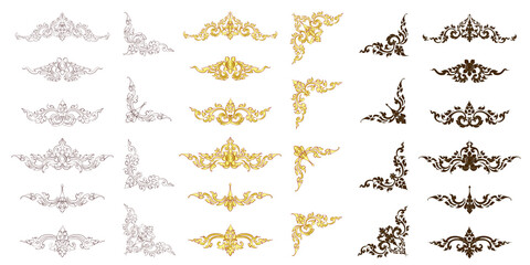 Fototapete - Classical decorative elements in baroque style. Holiday decor frame gold elements isolated
