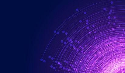 Poster - Dots and lines make up spiral glowing graphic background, abstract graphic pattern.
