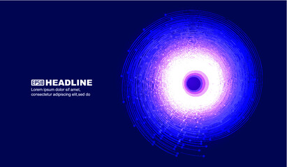 Poster - Dots and lines make up spiral glowing graphic background, abstract graphic pattern.
