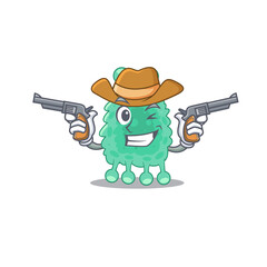 Wall Mural - Cartoon character cowboy of azotobacter vinelandii with guns