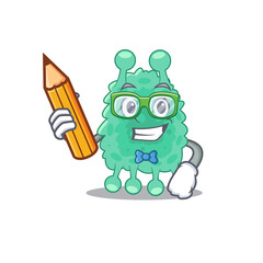 Sticker - A clever student azotobacter vinelandii cartoon character study at home