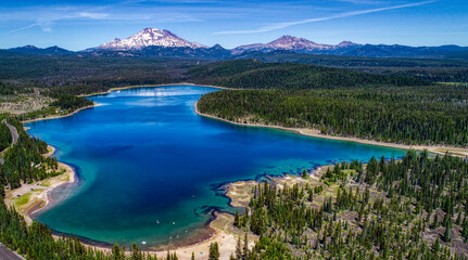 Wall Mural - Aerial view of Elk Lake near Bend, Oregon