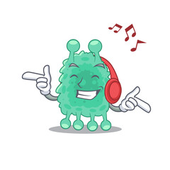 Sticker - Azotobacter vinelandii Cartoon design concept listening music on headphone