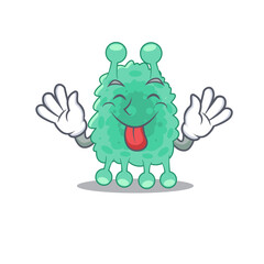 Sticker - Funny azotobacter vinelandii cartoon design with tongue out face