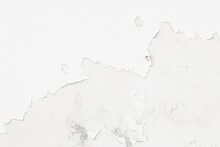 Peeling Paint On Old Grunge White Dirty Concrete Wall Texture Abstract Background