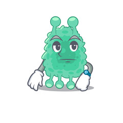 Poster - Mascot design style of azotobacter vinelandii with waiting gesture