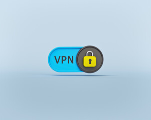 Aufkleber - minimal symbol. switch on VPN icon. virtual private network. privacy concept. 3d rendering