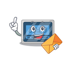 Sticker - A picture of cheerful digital timer cartoon design with brown envelope