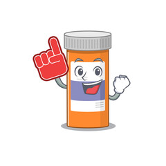 Wall Mural - Pills drug bottle in cartoon picture design with Foam finger