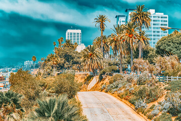 Wall Mural - City views, Santa Monica streets - a suburb of Los Angeles. California.USA.