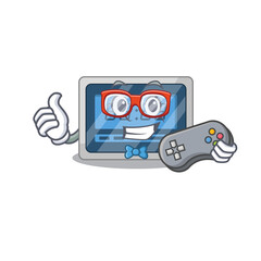 Sticker - Mascot design style of digital timer gamer playing with controller