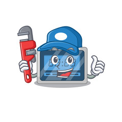 Sticker - cartoon character design of digital timer as a Plumber with tool