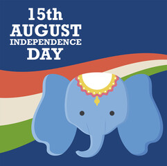 Wall Mural - 15th of August independence day with elephant