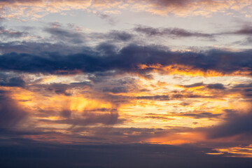 Wall Mural - dramatic sunset in orange and violet colors
