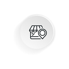 Poster - Supermarket location icon. Shop with pinpoint location. Grocery store nearby. Vector on isolated white background. EPS 10