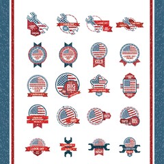 Wall Mural - collection of labor day labels