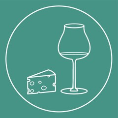 Poster - cheese with glass of wine icon