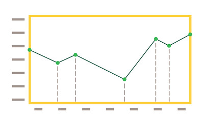 Fototapete - Analytics graphic isolated on white background. Data chart with company financial information. Result of research, statistics infograph with caption. Vector illustration of analysis in flat style