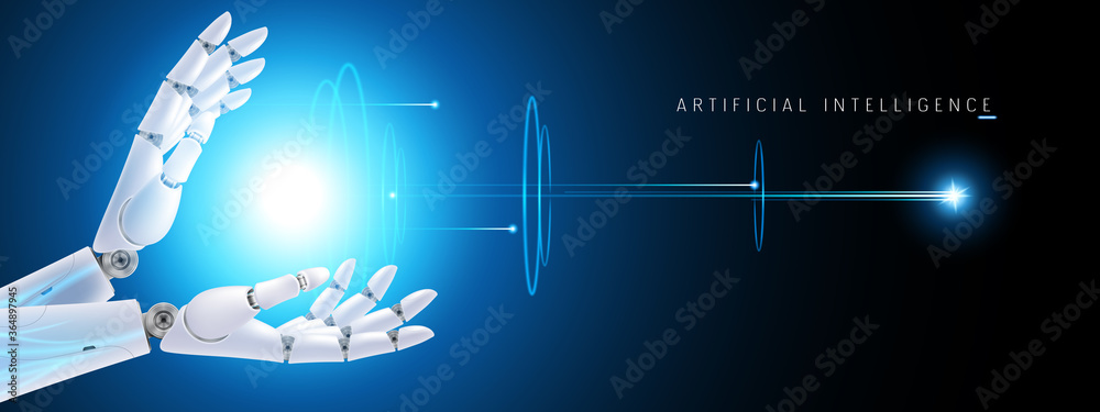 Robot cybernetic organism with artificial intelligence works with a ...