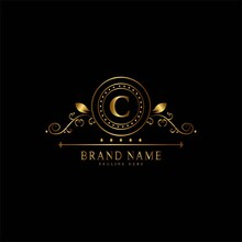 C Premium Luxury Gold Monogram Logo. C Letter Logo. C Monogram Luxury Gold Logo.