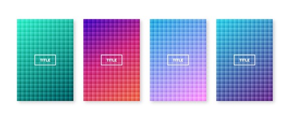 Wall Mural - colorful geometric cover set. square minimal poster desidn