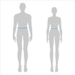 © Vectoressa - Women and men to do waist measurement fashion Illustration for size chart. 7.5 head size girl and boy for site or online shop. Human body infographic template for clothes.