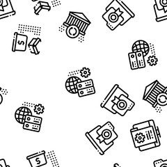Poster - Digital Economy And E-business Seamless Pattern Vector Thin Line. Illustrations
