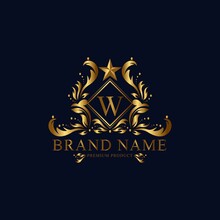 W Premium Luxury Gold Monogram Logo. W Letter Logo. W Monogram Luxury Gold Logo.