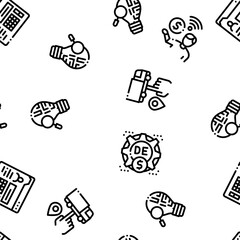 Poster - Digital Economy And E-business Seamless Pattern Vector Thin Line. Illustrations