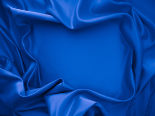 beautiful elegant wavy classic blue satin silk luxury cloth fabric texture, abstract background desi