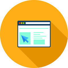 Monitor, web site flat icon on orange background, vector symbol