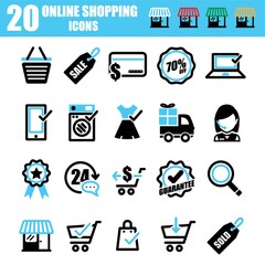 Poster - online shopping icons