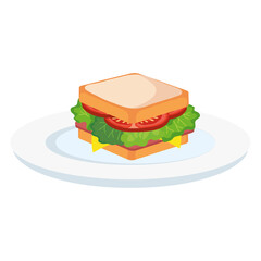 Sticker - sandwich on plate design, food eat restaurant and menu theme Vector illustration