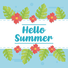 Poster - Hello Summer with colorful beach elements