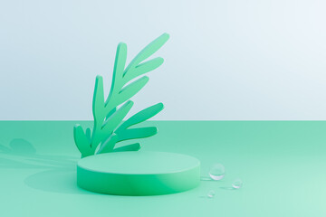 Fototapete - 3d render of total green podiums for products. winner platform. ecology concept