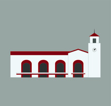 Union Station Los Angeles In The United States. Illustration For Web And Mobile Design.