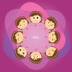 Sticker - circle of girls with expression