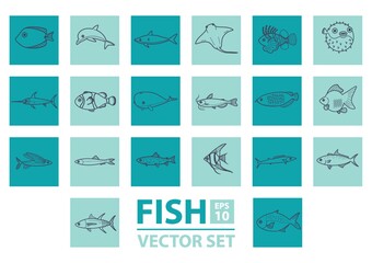 Canvas Print - set of fishes