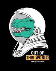 Wall Mural - Astronaut dinosaur vector illustration. For t-shirt prints, posters and other uses.