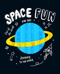 Wall Mural - space slogan graphic, with space theme vector illustrations and sequins. for t-shirt prints and othe