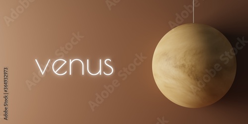 Fotomural A cartoonish model of planet Venus with text Venus next to it