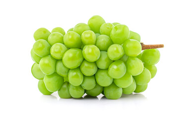 shine muscat isolated on white background, japanese green grapes.
