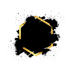 Wall Mural - black grunge with golden frame vector, collection of grunge background, spray paint elements, black 