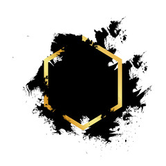 Wall Mural - black grunge with golden frame vector, collection of grunge background, spray paint elements, black 